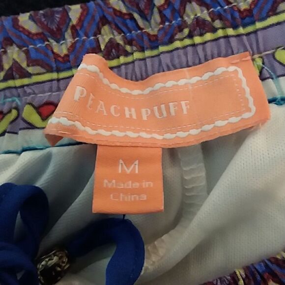 Peach Puff Drawstring Print Shorts Sz M - Picture 3 of 5